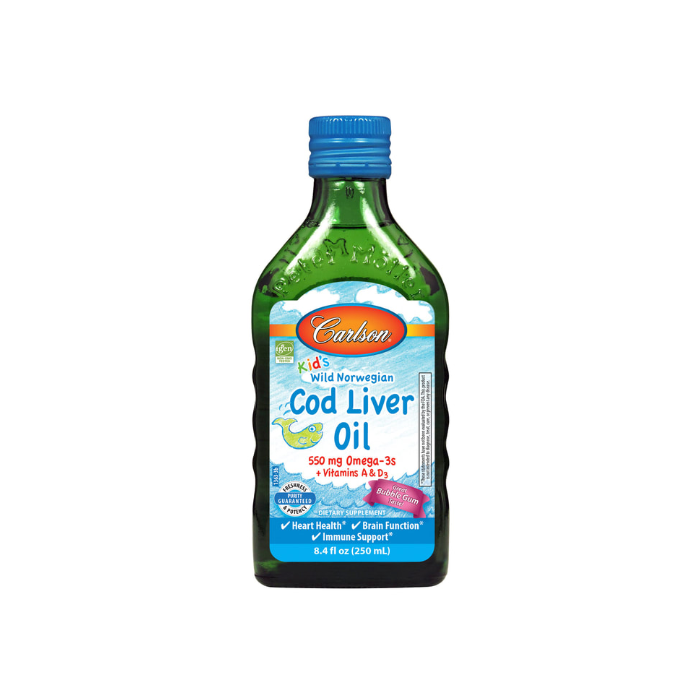 Carlson Kid's Cod Liver Oil Liquid, Bubblegum, 8.4 fl. oz.