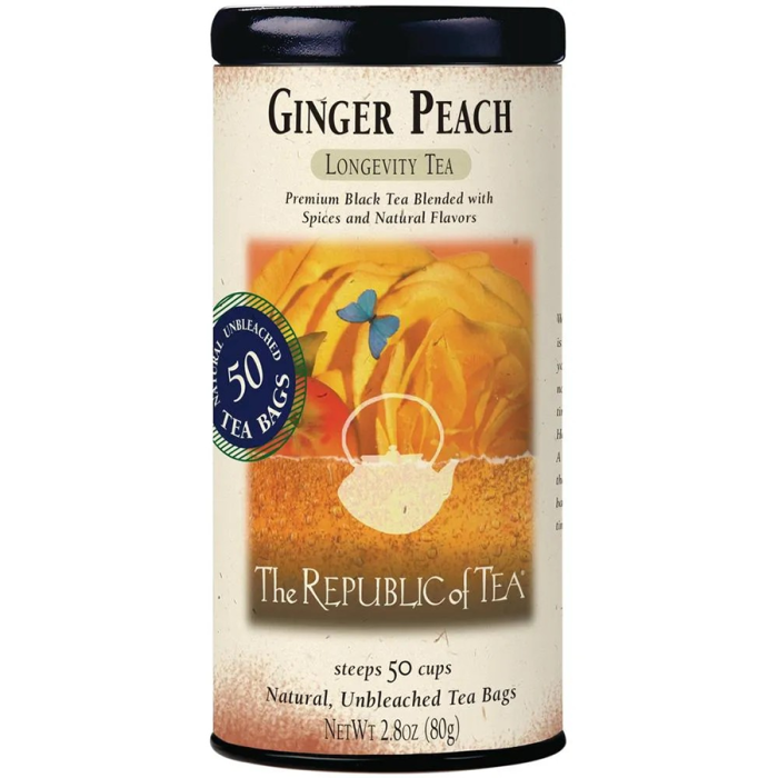 The Republic of Tea Ginger Peach Black Tea Bags - Front view