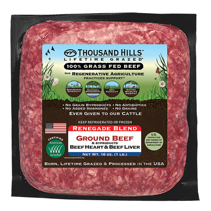 Thousand Hills Lifetime Grazed Grass Fed Renegade Blend Ground Beef - Front view