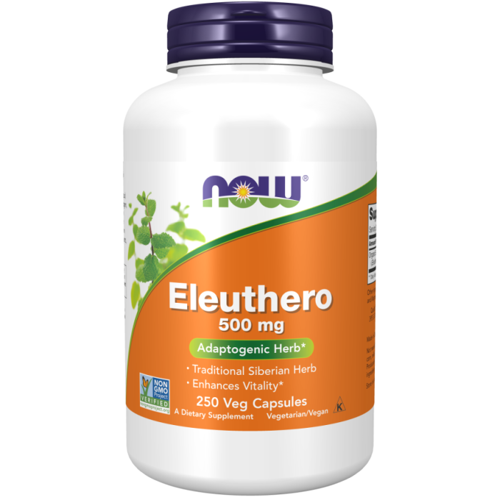 NOW Foods Eleuthero 500 mg - 250 Veg Capsules