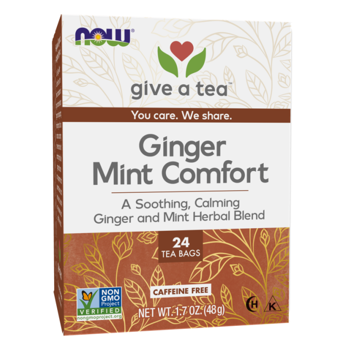 NOW Foods Ginger Mint Comfort Tea - 24 Tea Bags