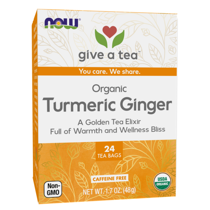 NOW Foods Turmeric Ginger Tea, Organic - 24 Tea Bags