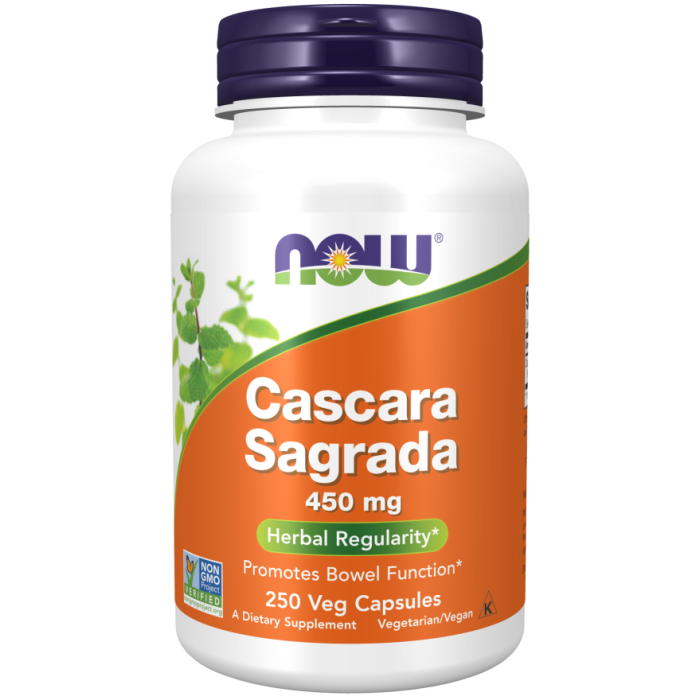 NOW Foods Cascara Sagrada 450 mg - 250 Veg Capsules