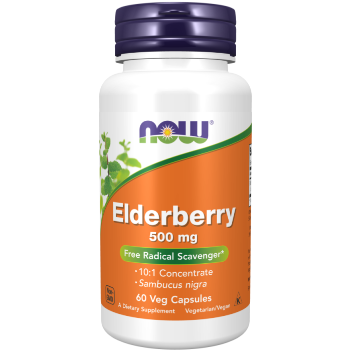 NOW Foods Elderberry 500 mg - 60 Veg Capsules