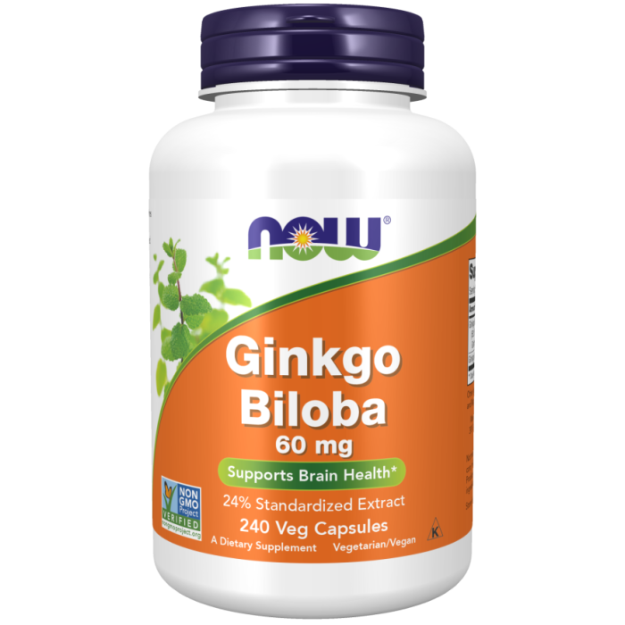 NOW Foods Ginkgo Biloba 60 mg - 240 Veg Capsules