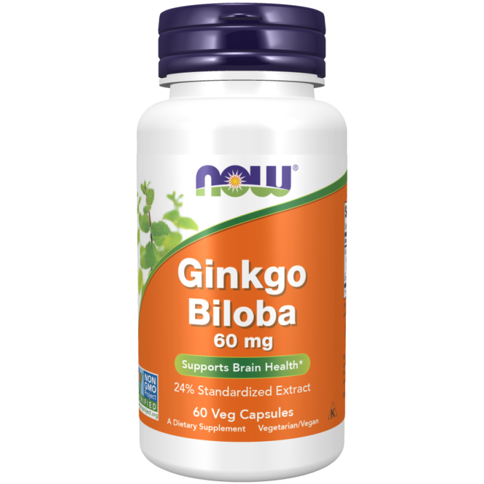 NOW Foods Ginkgo Biloba 60 mg - 60 Veg Capsules