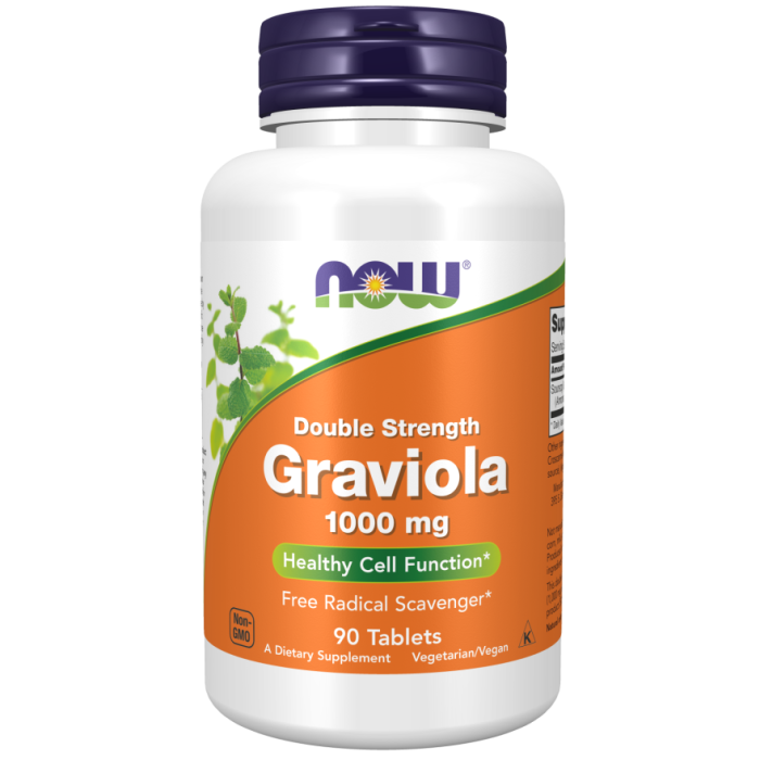 NOW Foods Graviola 1000 mg, Double Strength - 90 Tablets