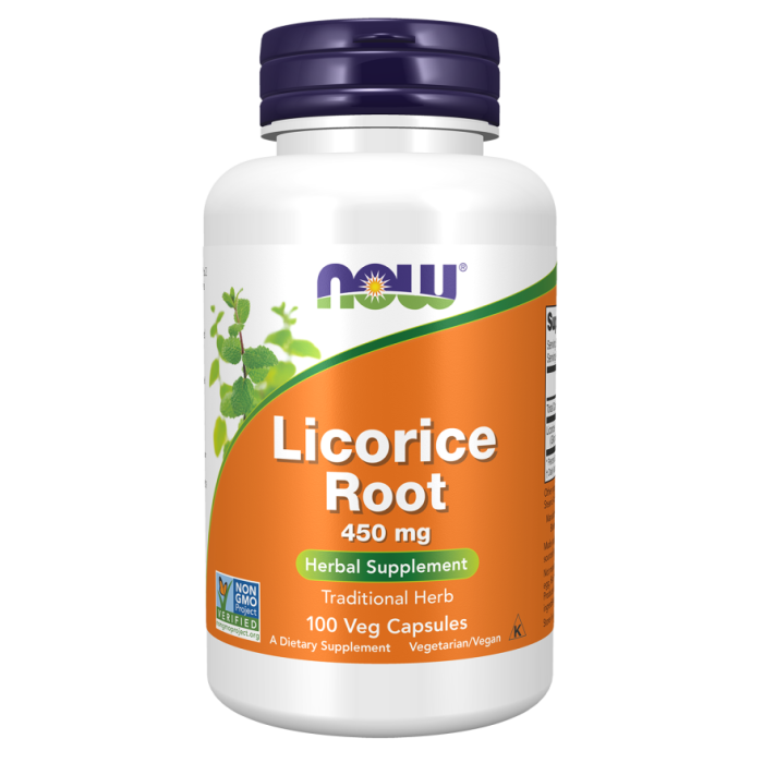 NOW Foods Licorice Root 450 mg - 100 Veg Capsules