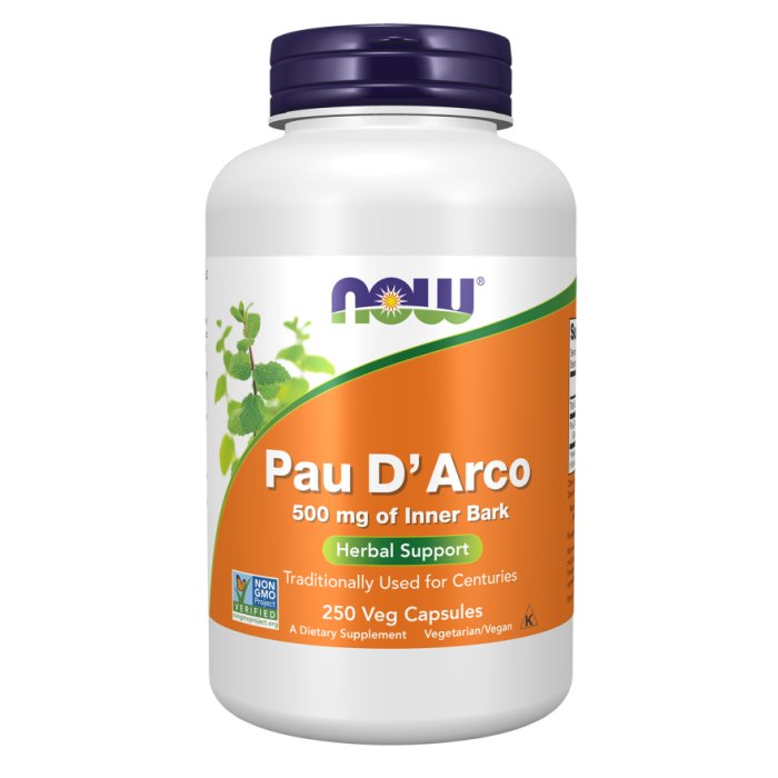 NOW Foods Pau D'Arco 500 mg - 250 Veg Capsules