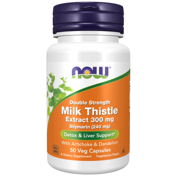 NOW Foods Milk Thistle, Double Strength 300 mg - 50 Veg Capsules