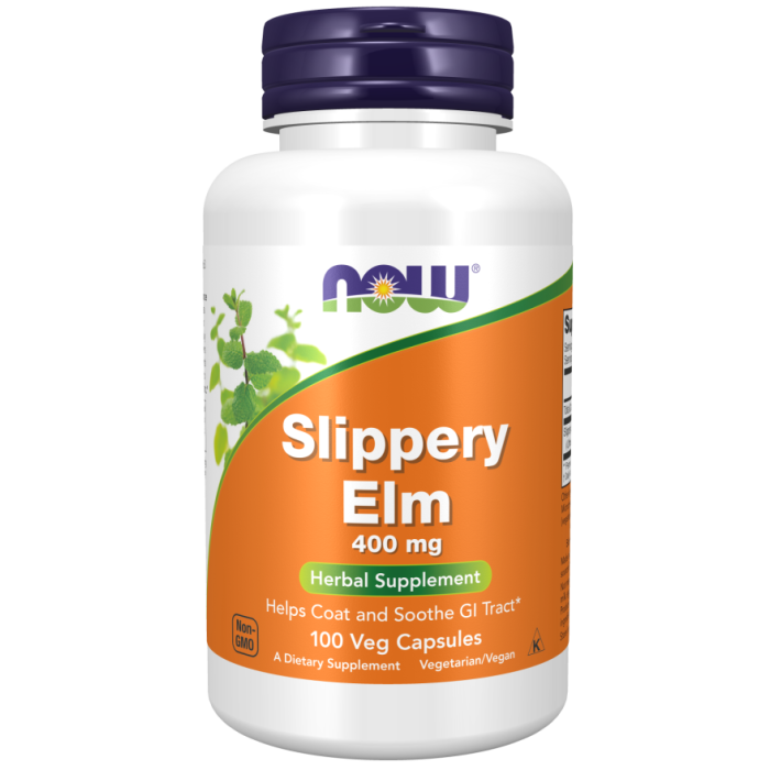 NOW Foods Slippery Elm 400 mg - 100 Veg Capsules