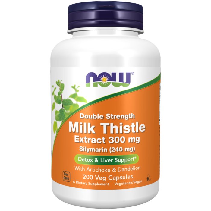 NOW Foods Milk Thistle Extract, Double Strength 300 mg - 200 Veg Capsules