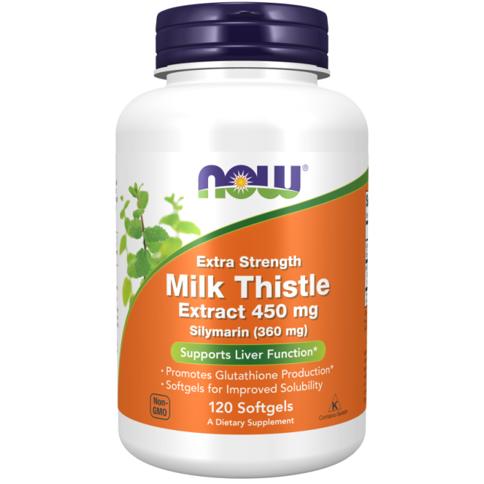 NOW Foods Milk Thistle Extract, Extra Strength 450 mg - 120 Softgels