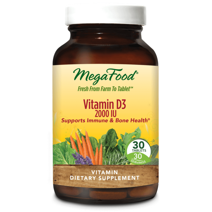 MegaFood Vitamin D3 2000 IU, 30 Tablets