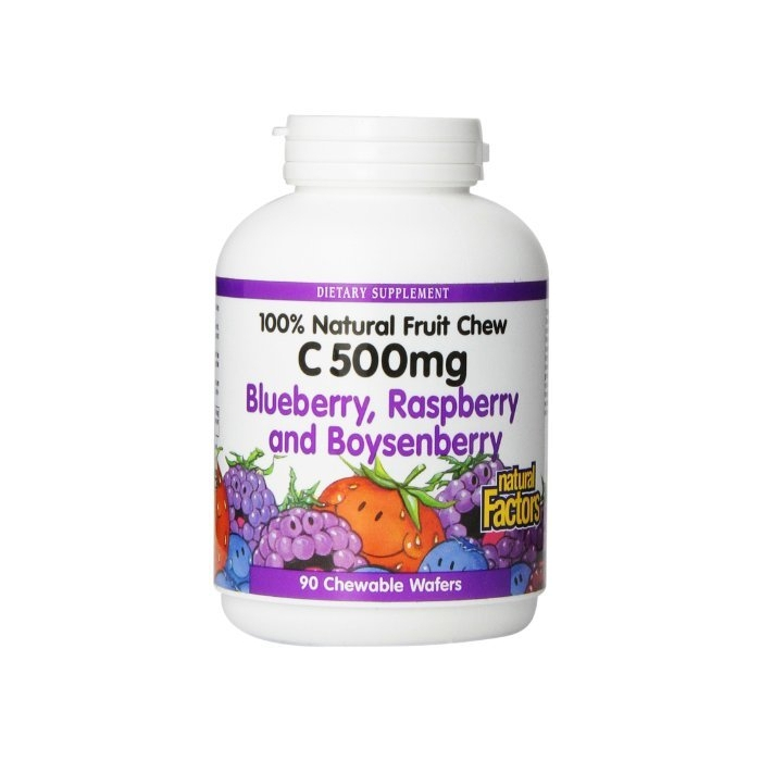 Natural Factors Vitamin C 500 mg Natural Fruit Chews, 90 Chewable Wafers