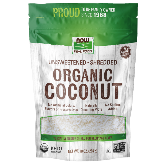 NOW Foods Coconut, Organic, Unsweetened & Shredded - 10 oz.