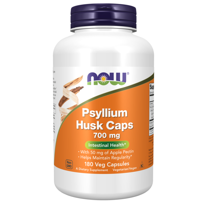 NOW Foods Psyllium Husk 700 mg - 180 Veg Capsules