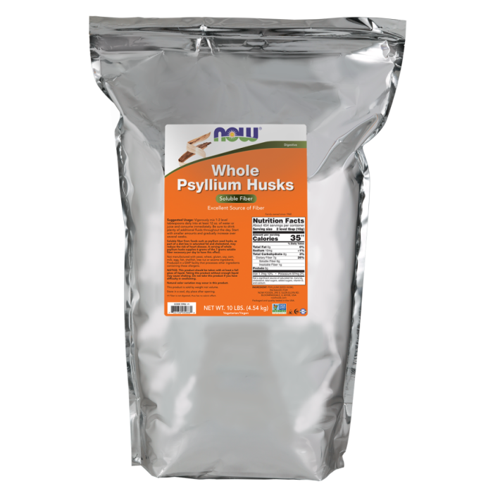 NOW Foods Psyllium Husks, Whole - 160 oz. (10 lbs.)