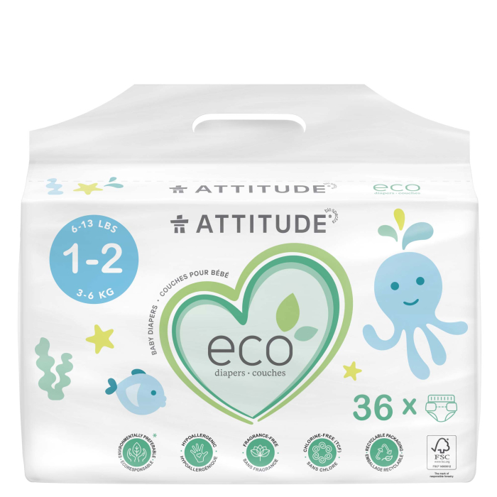 Attitude Baby Diapers Size 1-2 - Front view