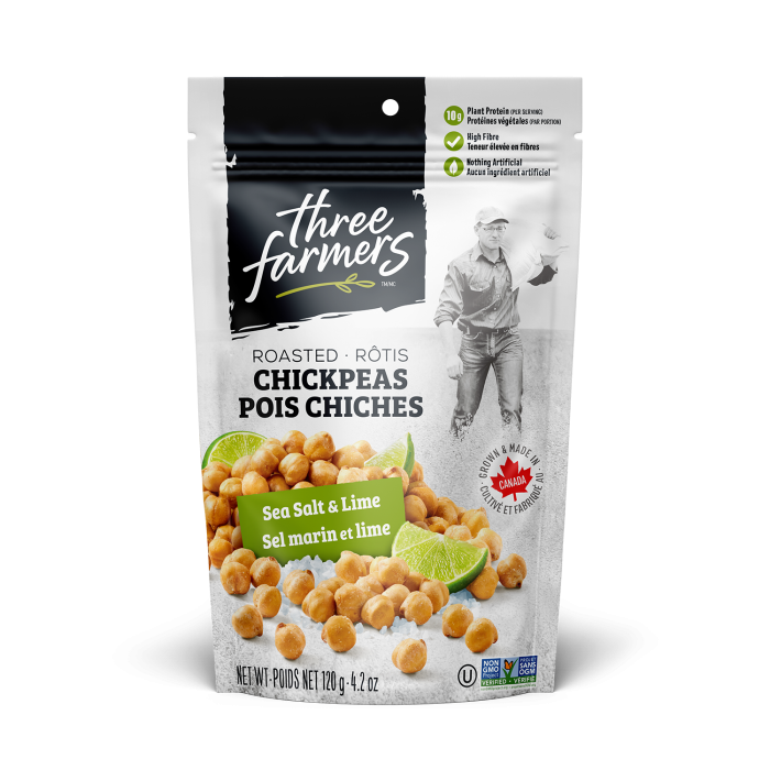 Three Farmers Sea Salt Lime Roasted Chickpeas - Front view