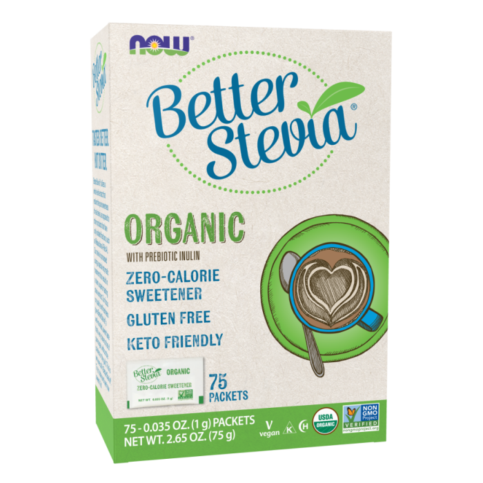 NOW Foods BetterStevia® Organic - 75 Packets/Box