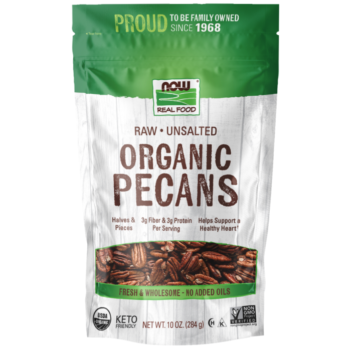 NOW Foods Pecans, Organic, Raw & Unsalted - 10 oz.