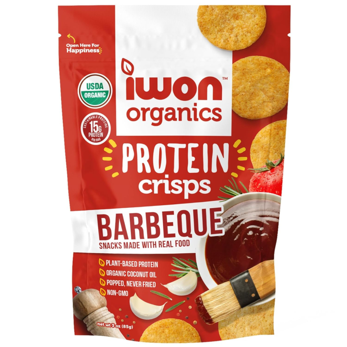 IWON Organics Plant-Based Protein Crisps, Barbeque, 3 oz.