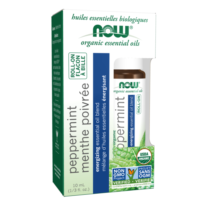 NOW Foods Peppermint Essential Oil Blend, Organic Roll-On - 10 mL