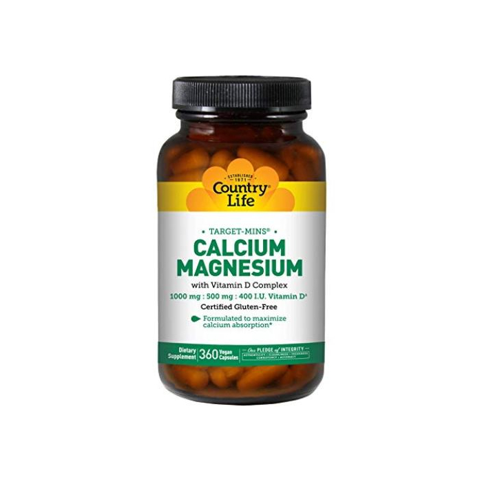 Country Life Calcium Magnesium with Vitamin D Complex, 360 Vegan Capsules