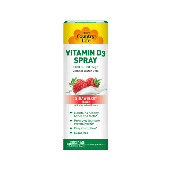 Country Life Strawberry Vitamin D3 Spray, 150 Sprays