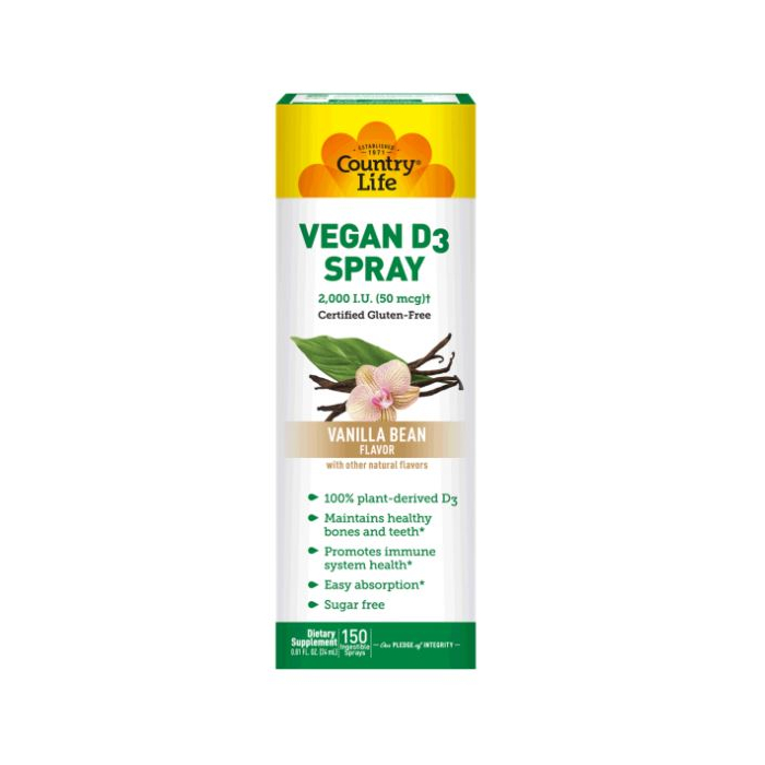 Country Life Vanilla Bean Vitamin D3 Spray, 150 Sprays