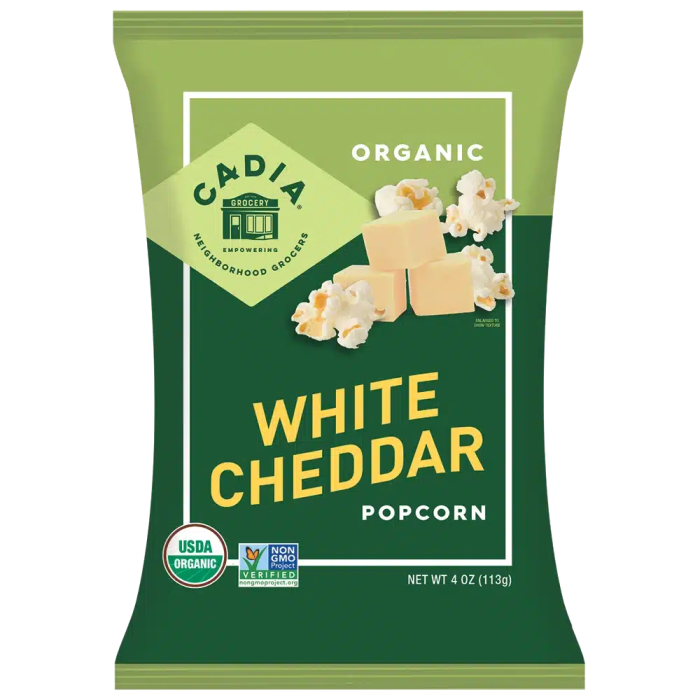 Cadia Organic White Cheddar Cheese Popcorn - Front view