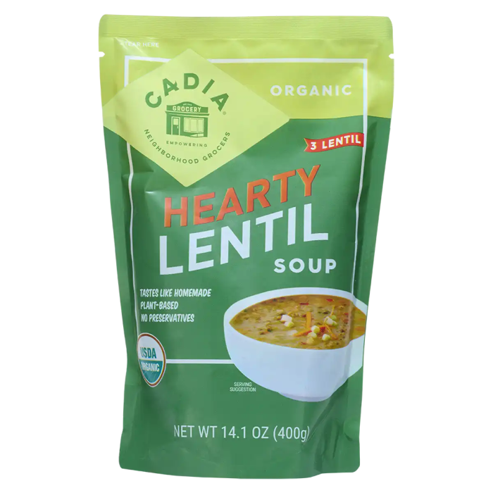 Cadia Organic Hearty Lentil Soup - Front view