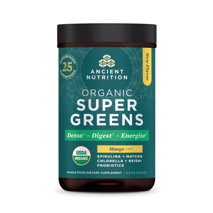 Ancient Nutrition Organic SuperGreens Mango Powder - Front view