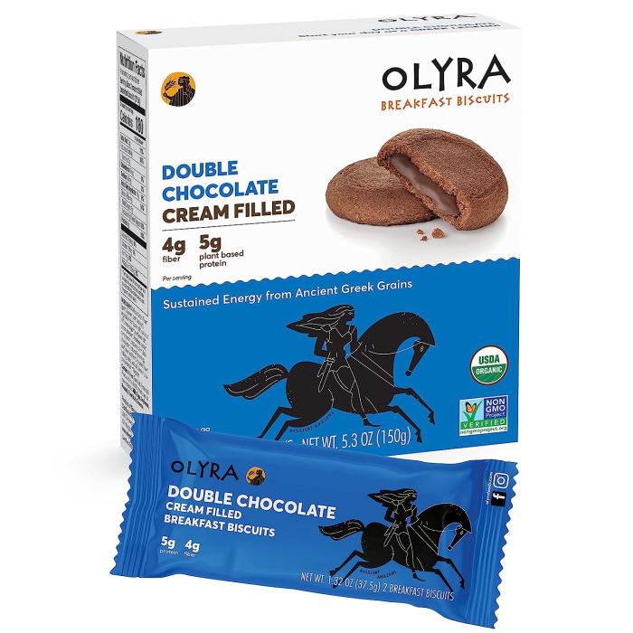 Olyra Double Chocolate Filled Breakfast Biscuits - Front view