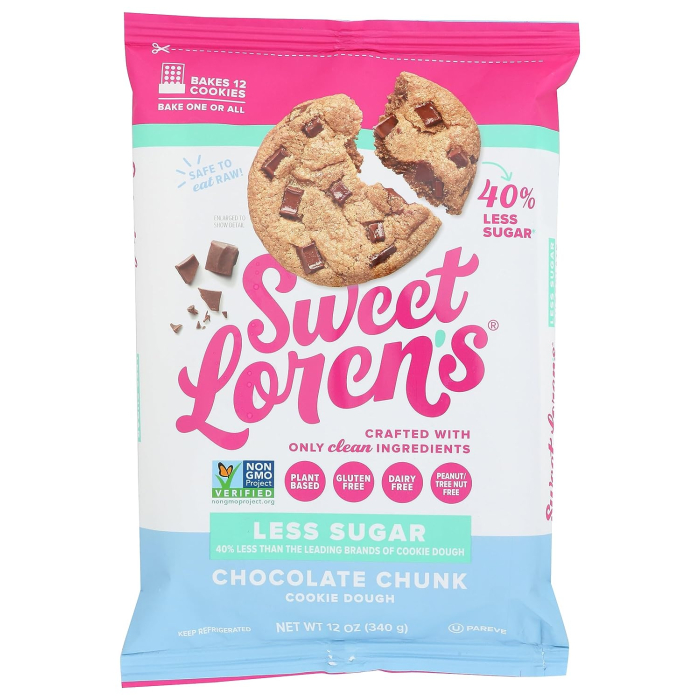 Sweet Loren's Less Sugar Chocolate Chunk Cookie Dough, 12 oz. 