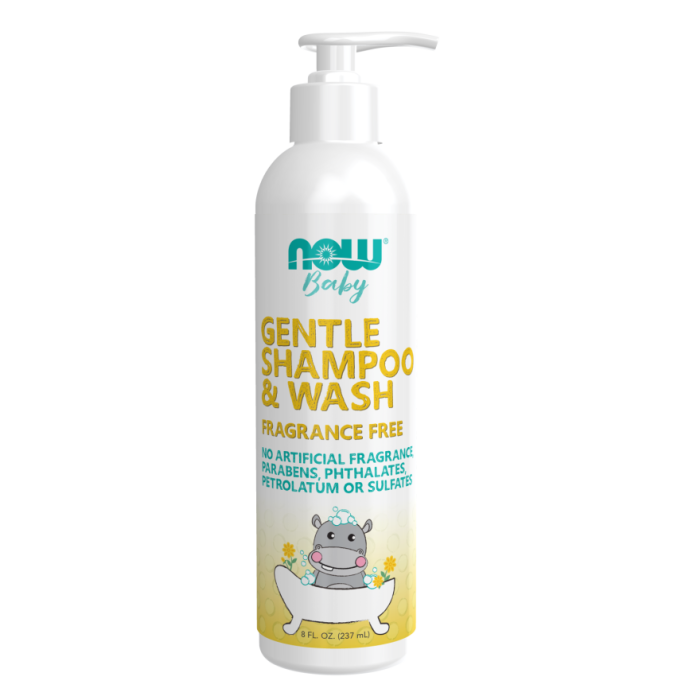 NOW Foods Gentle Baby Shampoo & Wash, Fragrance Free - Front view