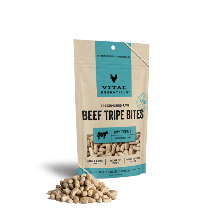 Vital Essentials Freeze-Dried Beef Tripe Bites Dog Treats - Front view