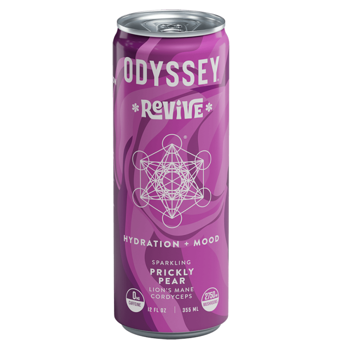 Odyssey Elixir Prickly Pear Revive Sparkling Mushroom Energy Drink - Front view