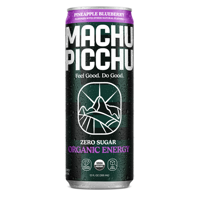 Machu Picchu Pineapple Blueberry Zero Sugar Organic Energy Drink - Front view