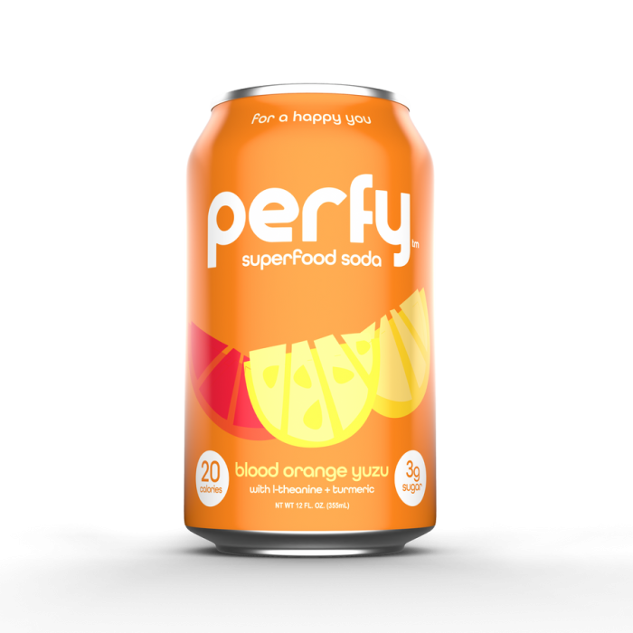 Perfy Superfood Soda, Blood Orange Yuzu - Front view