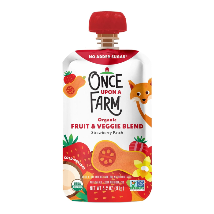 Once Upon a Farm Organic Fruit & Veggie Blend Strawberry Patch 9+ Months - Front view