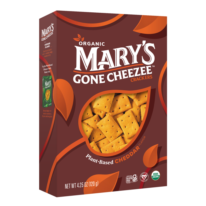 Mary's Gone Crackers Cheezee Plant-Based Cheddar Crackers - Front view