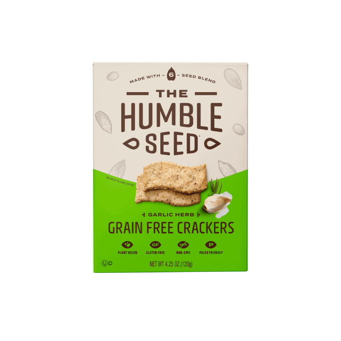 Humble Seed Grain Free Crackers Garlic Herb - Front view