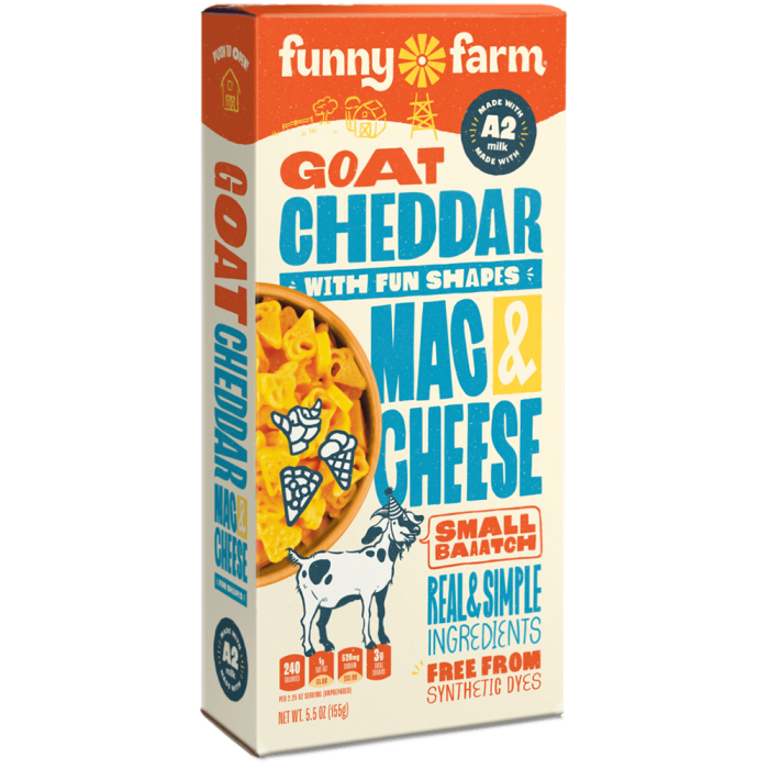 Funny Farm Mac & Cheese Goat Cheddar with Fun Shapes - Front view