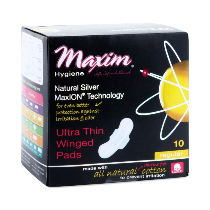 Maxim MaxION Ultra Thin Winged Pads, Regular, 10 Count