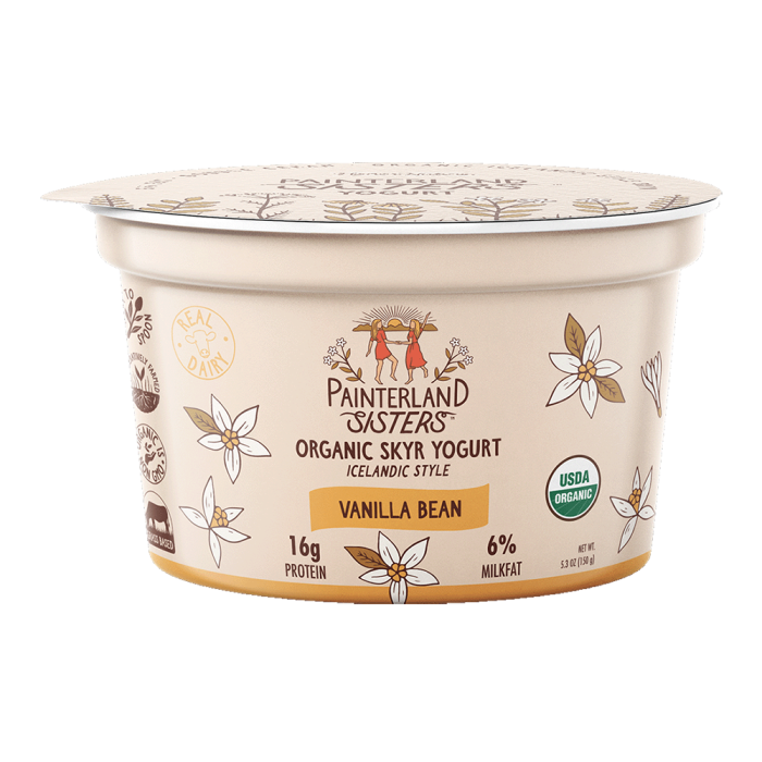 Painterland Sisters Organic Vanilla Bean Icelandic Style Skyr Yogurt - Front view