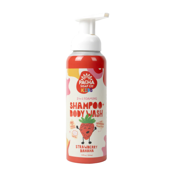 Pacha Soap Co. Kids Strawberry Banana 2-In-1 Foaming Shampoo & Body Wash - Front view