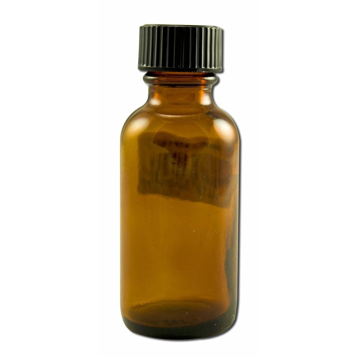 Lotus Light Empty Amber Glass Bottle with Cap, 1 oz.