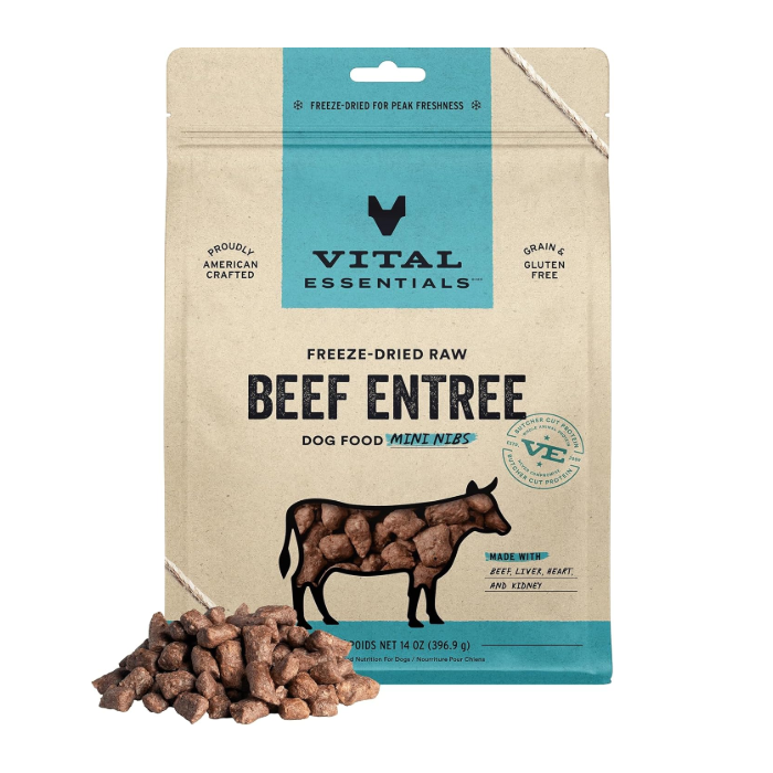 Vital Essentials Freeze Dried Dog Food Raw Beef Mini Nibs Entree - Main